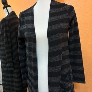 LuLaRoe Black and Gray Striped Cardigan